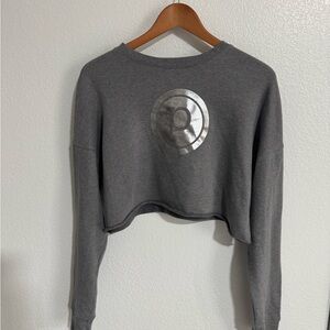 Pure Barre Gray Cropped Sweatshirt with Silver Logo